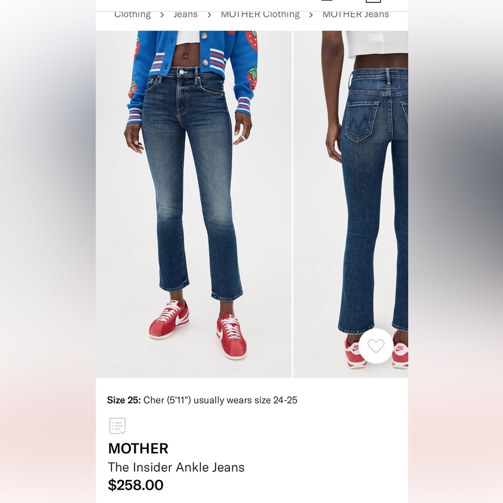 MOTHER The Insider Ankle Jeans in Dark Blue Wash